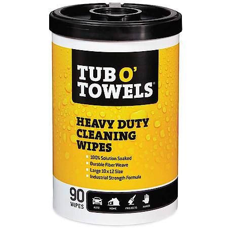 Tub O' Towels Heavy Duty Cleaning Wipes, 90 Count